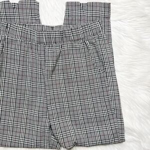 Nic & Jo Plaid Straight Leg Pants Grey Black White Size Small